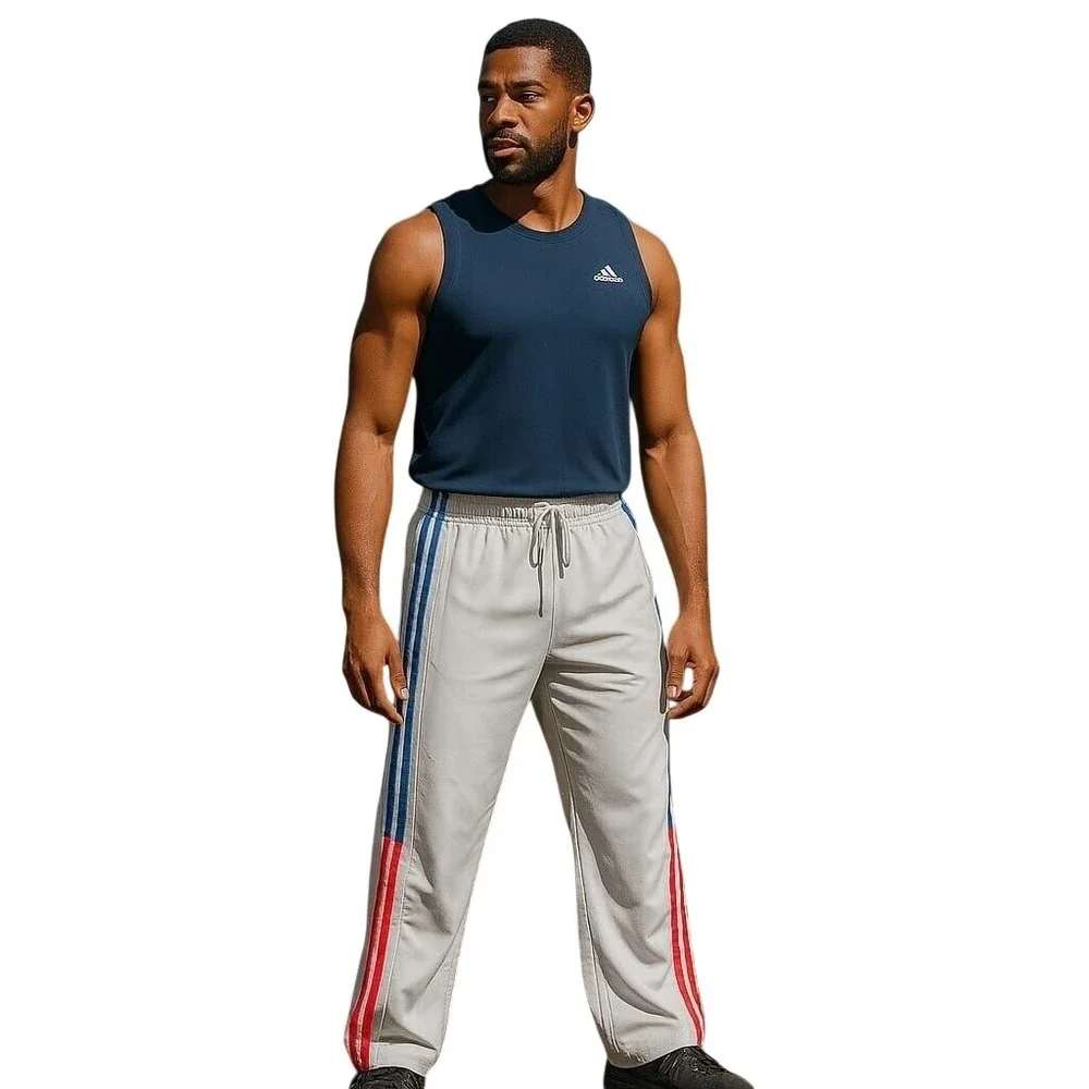 RARE Adidas Retro Basketball Pants 3 Stripe Athletic Training‎ Warm Up Men's L